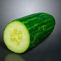 Fresh Half Cut Cucumber with Green Skin Showing Crisp Texture
