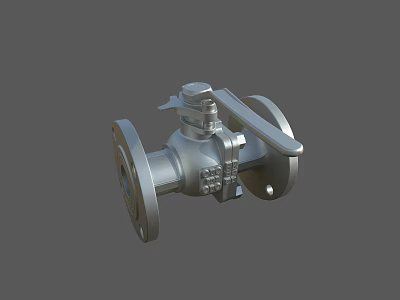 Industrial Ball Valve With Metal Construction Flange Connections And Handle For Pipeline System 3d model
