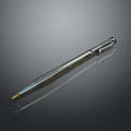 Sleek Silver Metallic Pen With Golden Nib On Smooth Black Surface And Reflection