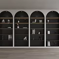 Arched Decorative Cabinet With Multiple Shelves Displaying Decorative Items In Modern Interior 3d model