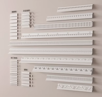 Decorative Gypsum Cornice Molding In Various Styles And Intricate Patterns For Interior Design 3d model