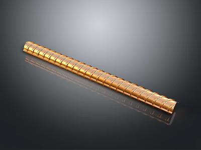 Shiny Golden Long Equipment With Regular Grooved Stripes And Reflective Surface 3d model