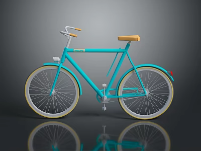 Turquoise Bicycle With Yellow Seat And White Rims Modern Design 3d model