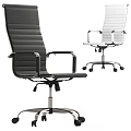 Modern Black And White Office Chair With Ergonomic Design Leather And Metal Base Wheels