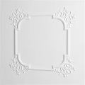 Detailed White Square Frame Sculpture Carving With Intricate Floral Patterns Decorative Art Piece