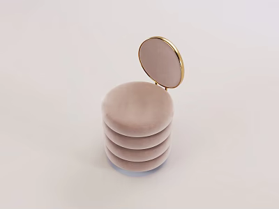 Light Pink Velvet Single Chair With Gold Round Backrest And Stacked Design 3d model