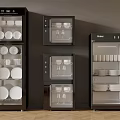 Haier Modern Disinfector With Black Glass Door Storing Bowls And Cups