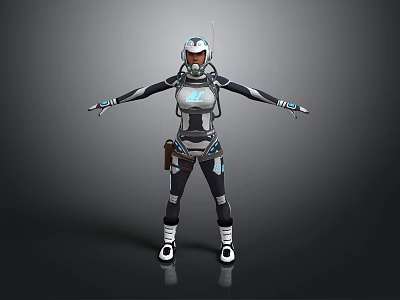 Humanoid Sci Fi Character in Biomechanical Armor with Mechanical Limbs and Glowing Chest 3d model