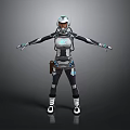 Humanoid Sci Fi Character in Biomechanical Armor with Mechanical Limbs and Glowing Chest