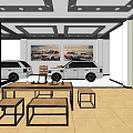 Lincoln 4S Dealership Showroom Featuring Orange Sports Car Reception Desk And Glass Walls