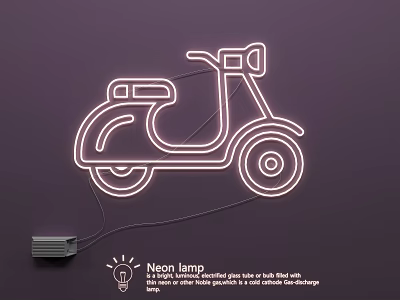 Motorcycle Shaped Neon Lamp Decorative Indoor Wall Lighting Fixture for Home Decor 3d model