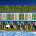 Vertical Garden Building Facade Design With Lush Green Plants And Wooden Elements