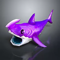 Purple Aquatic Animal Shark Cartoon Figure With Open Mouth Design