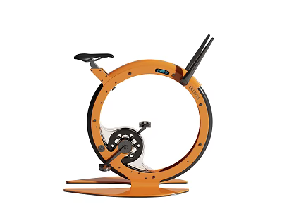 Orange Circular Frame Stationary Bike with Adjustable Seat Handlebars Flywheel Stable Base for Home Fitness 3d model
