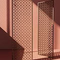 Decorative Room Divider With Geometric Pattern Metal Frame And Pink Background Shadow Effect 3d model