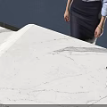 Modern Reception Desk With Marble Surface And Staff Standing By Computer 3d model