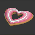 Heart Shaped Donut With Pink Frosting Orange Edge And White Dots