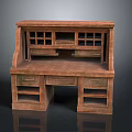 Wooden Writing Desk With Multiple Drawers Shelves And Upper Storage Cubbies