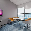 Modern Office Interior With Open Workspace Large Windows Green Plants Desks Chairs And Computers