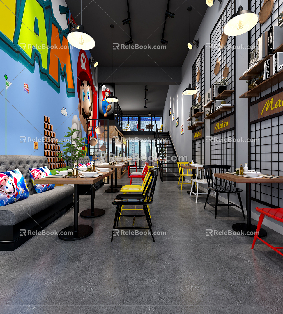 Mario Theme Restaurant Industrial LOFT Restaurant 3d model