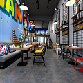 Mario Theme Restaurant Industrial LOFT Restaurant 3d model