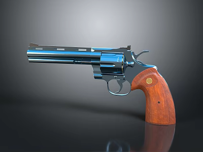 Classic Revolver With Shiny Metal Barrel And Wooden Grip Design Details 3d model Classic Revolver With Shiny Metal Barrel And Wooden Grip Design Details 3d model