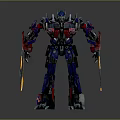 Optimus Prime Robot Character With Red Blue White Armor And Mechanical Weapons Standing Pose Design