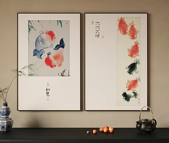 Landscape freehand brushwork decorative painting 3d model