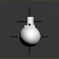 White Submarine Model With Black Conning Tower Propeller And Rudders On Gray Reflective Surface