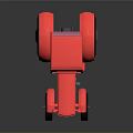 Red Tractor 3D Model With Blue Cab And Large Black Wheels