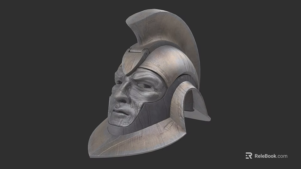 Game Movie Character Helmet With Metallic Surface And Detailed Facial Contour Design 3d model 