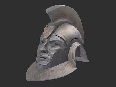 Game Movie Character Helmet With Metallic Surface And Detailed Facial Contour Design 3d model