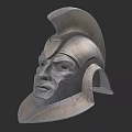 Game Movie Character Helmet With Metallic Surface And Detailed Facial Contour Design