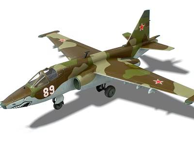 Military Fighter Jet With Camouflage Paint Number 89 And Red Star Insignia 3d model