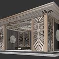 Traditional Chinese Style Lobby Entrance With Dragon Character Symmetric Decorative Pillars And Carved Ceiling