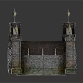 European Style Stone Arch Bridge With Lamp Posts Railings And Stone Slab Deck