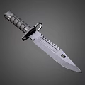 Tactical Military Knife With Serrated Blade Ring Pommel Handle And Non Slip Grip Texture