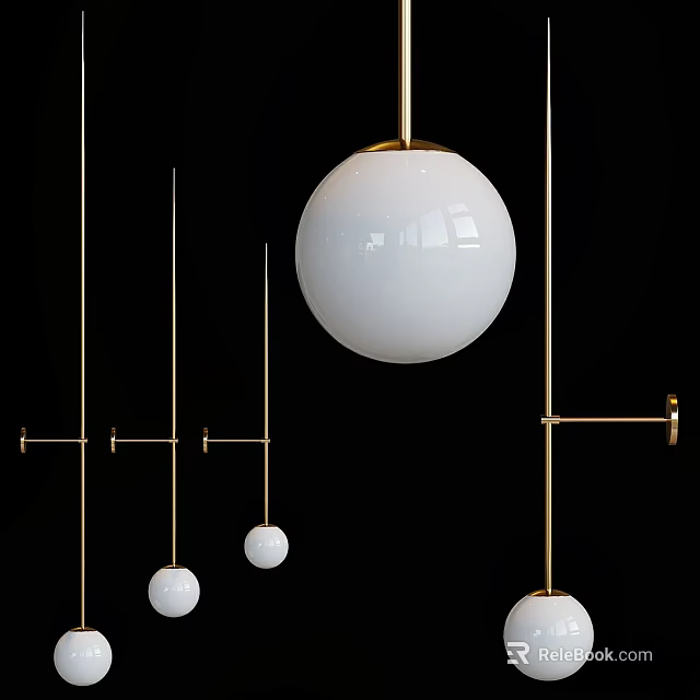 Modern Minimalist Wall Lamps With White Sphere Shades And Golden Brackets For Home Interior 3d model 