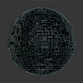 Futuristic Digital Art Sphere With Grid Like Line Structure And Blue Tone Reflection