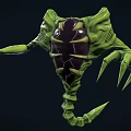 Green Monster Game Movie Character With Purple Body Claws And Scorpion Like Tail