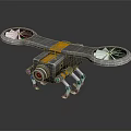 Robotic Drone With Dual Rotors Orange Stripe Red Lens And Mechanical Legs