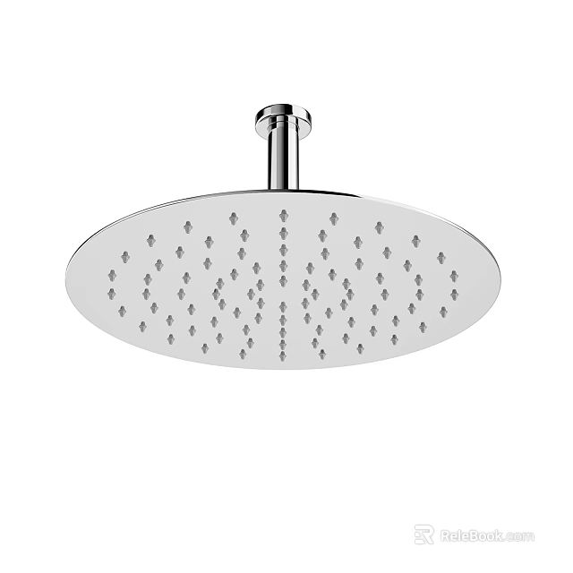 Chrome Round Rainfall Shower Head With Multiple Spray Holes Design 3d model 