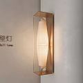 Modern Wall Lamp with Warm Light Metal Frame and Glass Shade Mounted on Wall
