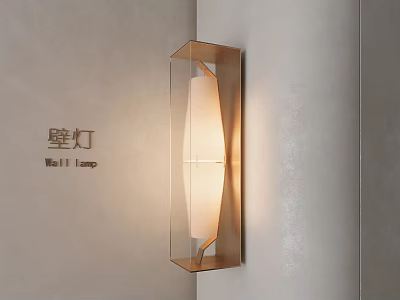 Modern Wall Lamp with Warm Light Metal Frame and Glass Shade Mounted on Wall 3d model