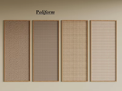 Modern Wardrobe Doors with Textured Patterns and Light Brown Frames for Home Interiors 3d model