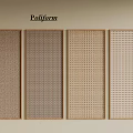 Modern Wardrobe Doors with Textured Patterns and Light Brown Frames for Home Interiors 3d model