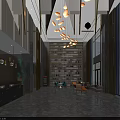 Modern Hotel Lobby Interior With Unique Chandelier Comfortable Seating And Elegant Bookshelf Wall