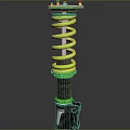 Car Shock Absorber With Green Coil Spring And Black Base Mount Automotive Part