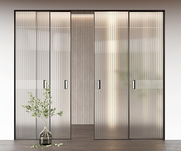 Modern sliding door glass sliding door 3d model