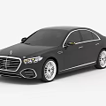 Luxury Black Sedan with Streamlined Body Design Chrome Accents and Large Alloy Wheels